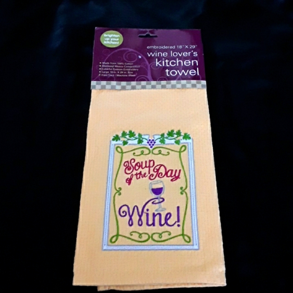 Vintage Kitchen Towel - "Soup of the day Wine"